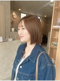ワンホンレイヤー/ミルクティーブロンド/ダークブルー/佐賀美容