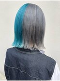 ダブルカラーケアブリーチハイトーングレージュハイトーンボブ