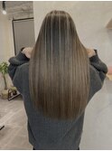 バレイヤージュ_チェリーブラウンフェミニンロング_Y80