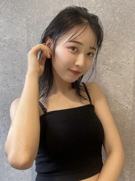 アース 三軒茶屋店(HAIR&MAKE EARTH) 三軒茶屋_レディース_セミロング_ブラック_ウェット_オイル_小顔