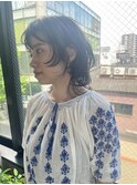 暗髪セミディカール×マッシュウルフ×ナチュラルレイヤー