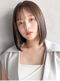 前髪レイヤーカットチェリーブラウン外ハネボブ#514f0430