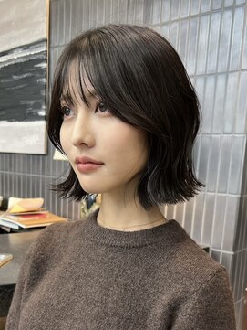 ノード(NODE) 栄黒髪垢抜け切りっぱなしシルエットボブヘア