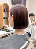 王道ボブ　ワンレンボブ　ぱつっとボブ　ピンクベージュ◆