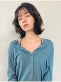 ウェーブパーマ　ウルフミディ　抜け感ヘア