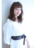 ネイビーカラーの大人かわいいブランジュ小顔くびれセミディ