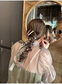 お呼ばれ結婚式参列ヘア編み下ろしアレンジヘアセット