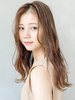 くびれヘアアプリコットオレンジ夏ヘアハイライトカラー