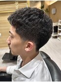 メンズラフ濡れパンベリーショートフェードバーバースタイル