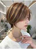 ひし形ショート/長め前髪/ハイライト/30代40代50代 海老名美容室