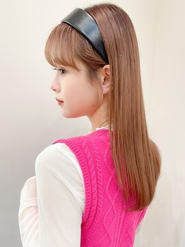 レア 表参道(L'ea) くびれヘアアプリコットオレンジ夏ヘアハイライトカラー