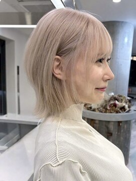 ルーブ トウキョウ(Loob. TOKYO) ハイトーンボブミルクティーベージュピンクベージュダブルカラー