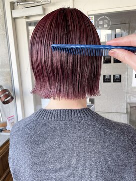 エルランカ(L.lanka) 前下がりボブ/切りっぱなしボブ/ピンクベージュ/ぷつっとカット