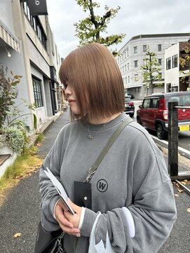 チャプター 問屋町(chapter) ケアブリーチミルクティーベージュ切りっぱなしボブ韓国ヘア岡山