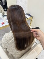 シェノン サントル(CHAINON CENTRE)&nbsp;黒髪/グレーベージュ/レイヤーロング/前髪パーマ