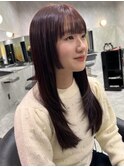 姫カットレイヤー　ピンクカラー　韓国ヘア【上田】