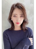 ★くびレイヤーボブルフネビージュ小顔ワンレンこなれミディ