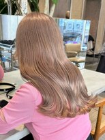 ミルクティーベージュピンクベージュカラー顔周りレイヤー韓国