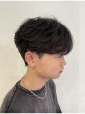 メンズマッシュウルフフェザーパーマメンズパーマ