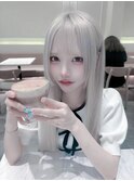 ミルクティーブロンドニュアンスウルフワンホンレイヤー渋谷