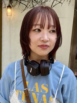 ロッソサンテ(rosso sante) ビビットなブリーチ無しダブルカラーとレイヤーボブ