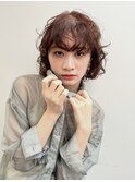 ショートボブ　ニュアンスパーマ　ショートマッシュ