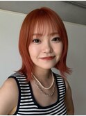ミディアムレイヤーオレンジカラー暖色ベージュレッドオレンジ