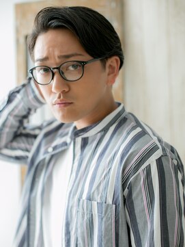 グルーミングサロン バーバー キャッスル 北浦和西口(Grooming salon Barber Castle) ダークアッシュ七三オールバックセミウェットヘアO