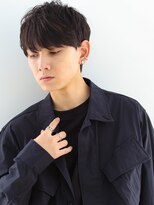 【Gallica】前髪あり爽やかメンズマッシュ/黒髮くせ毛風パーマ