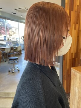 ヘアラウンジ アングゥ(hair lounge ungu) コーラルオレンジボブ