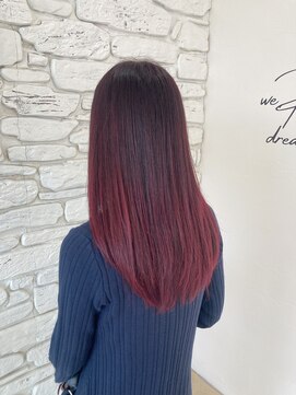 ヘアー ルセロ アット プリム(hair lucero @ prim) バーガンディレッド×グラデーションカラー