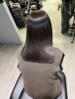 ジーニーホリエ(Geniee horie)&nbsp;髪質改善XアッシュブラックX縮毛矯正Xレイヤーロング