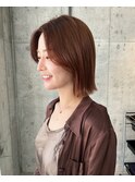 切りっぱなしボブ　ロブ　外ハネボブ　結べるボブ　ダブルカラー