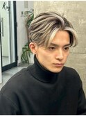 フェザーショートアップバングセンターパートメンズハイライト