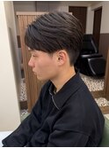 渋谷美容室センターパートフェザーカット短髪メンズカット