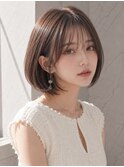 顔まわりレイヤー襟足スッキリゆるめパーマエギョモリ前髪なし☆