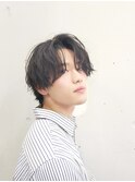 束感センターパートウルフサイドパートスパイラルパーマ