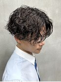 センターパート×波巻きパーマツイストスパイラルニュアンス