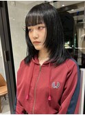 村上/ミディアムレイヤー 顔まわりレイヤー 黒髪 ワイドバング