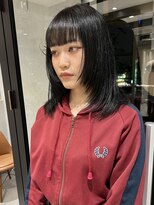 ラミエバイメルト 下北沢(lamie by melt)&nbsp;村上/ミディアムレイヤー 顔まわりレイヤー 黒髪 ワイドバング