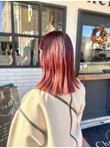 大人可愛い小顔外ハネチェリーレッドネオウルフ