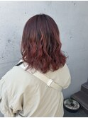 ピンクカラーグラデーションカラー外国人風なみなみウェーブ