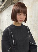ピンクブラウン×顎ラインボブ