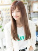 外国人風オレンジカラー斜めバング小顔ロングh4志木20代30代40代