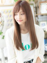 カバーヘア ブリス 志木南口駅前店(COVER HAIR bliss)&nbsp;外国人風オレンジカラー斜めバング小顔ロングh4志木20代30代40代