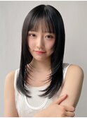 小顔前髪 レイヤーカット デザインカラー フェイスフレーミング"