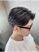 メンズセンターパートワンカールマッシュ