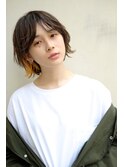 【真通】ポイントカラーがおすすめの、外ハネ無造作ボブ。