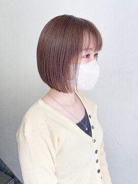 キャンバス バイ ネオリーブ 横浜西口(Canvas by neo.) ミニボブ ぱっつんボブ 切りっぱなしボブ ベージュ