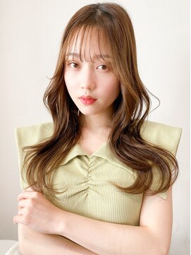 レア 表参道(L'ea) くびれヘアアプリコットオレンジ夏ヘアハイライトカラー